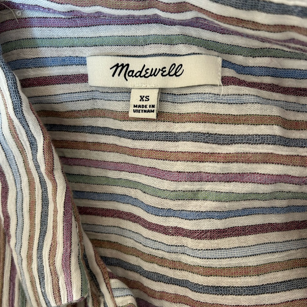 Madewell Chronicle Rainbow Stripe Casual Button Down Cotton Shirt - Picture 5 of 6